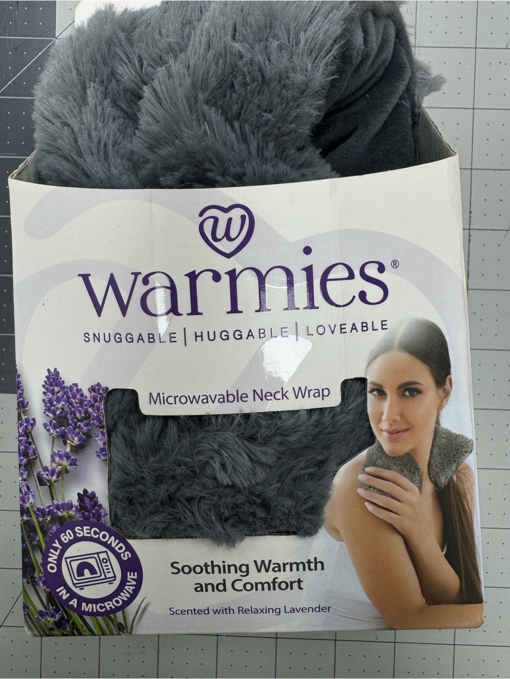 Warmies Gray Microwavable Neck Wrap – Soothing Lavender Scent